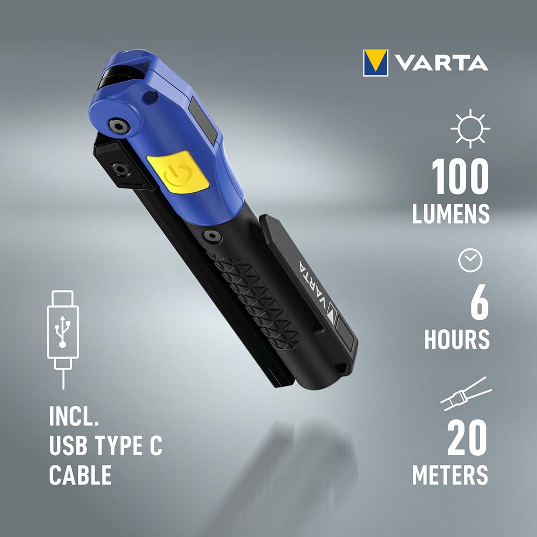 Varta 18649101401 Multifunction Light F20R LED Werklamp werkt op een accu 100 lm