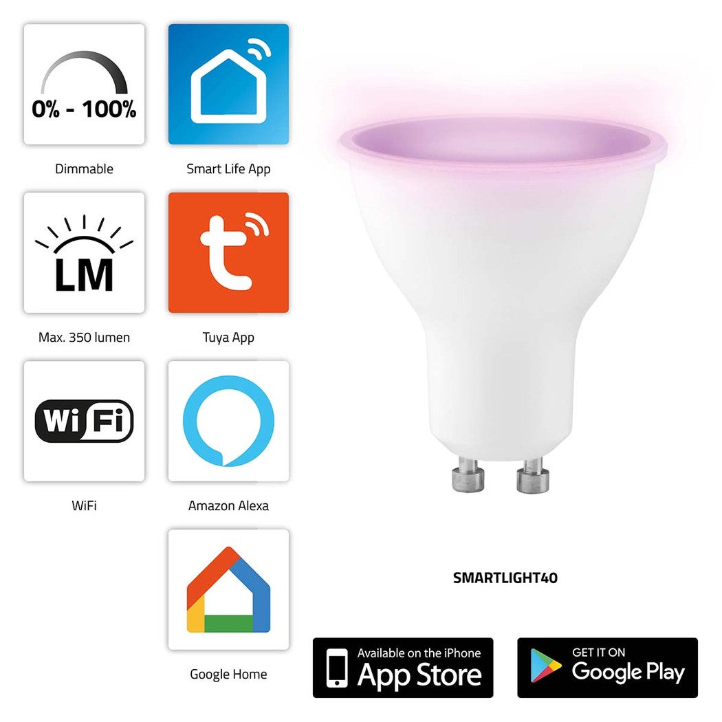 Alecto Smartlight40 Smart Wifi Kleuren Led Lamp